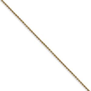 0.8mm, 14k Yellow Gold, Diamond Cut Cable Chain Necklace, 18 Inch